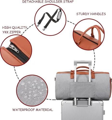 Vista 4 de BUG Bolsas de ropa, bolsa de ropa convertible con correa para el hombro, compartimento para zapatos, bolsas de viaje de transporte, bolsa de lona