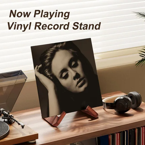 Vista 2 de Recximi Paquete de 2 soportes para discos de vinilo Now Playing, pantalla de discos de vinilo de alta calidad, soporte de exhibición de discos
