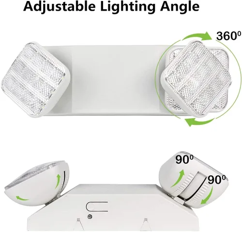 Vista 2 de Accesorios de iluminación de emergencia LED con 2 cabezales, luz de emergencia comercial con batería de respaldo, calificación UL 924 y CEC, voltaje