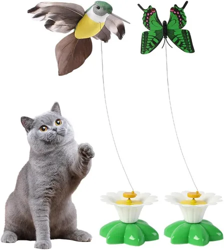 Vista 8 de Juguete eléctrico para gatos, juguete interactivo de pájaro para gatos, juguete eléctrico giratorio de 360 grados, mariposa voladora, juguete