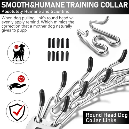 Vista 2 de DEYACE - Collar ajustable de acero inoxidable para perros Collar de entrenamiento de protección humanitaria con hebilla de aleación de zinc