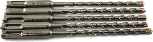 Vista 4 de TEMO SDS-Plus - Juego de 5 brocas de martillo giratorio (1/2 x 4 x 6 pulgadas) con punta de carburo para perforar hormigón, cemento, piedra