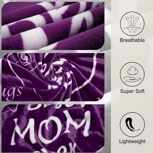 Vista 2 de BESTSWEETIE Manta para el día de la madre, regalos para mamá, esposa, amiga, manta mullida de 50 x 60 pulgadas, color morado