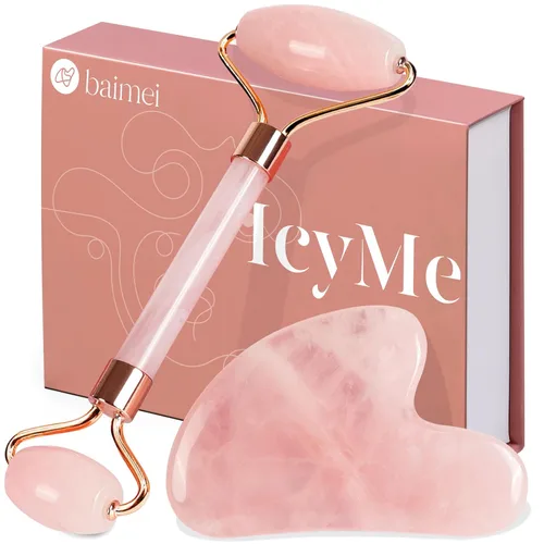 Vista 12 de BAIMEI IcyMe - Rodillo facial de jade y Gua Sha, rodillo de belleza facial, herramientas para el cuidado de la piel, regalo de cuidado personal