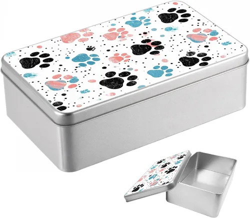 Vista 30 de Caja de lata de metal con tapa, contenedor de almacenamiento rectangular vacío de hojalata, estuche de lata portátil ligero para manualidades