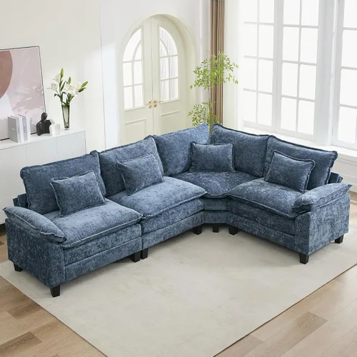 Vista 21 de URRED - Sofá seccional modular Cloud, sofá moderno en forma de L de 87" con profundidad de asiento con otomana y almohadas, ultra cómodo sofá