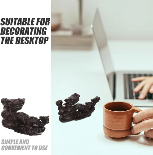 Vista 4 de Estatua de dragón chino – Figura de dragón tallada a mano de madera – Estatua de dragón de año nuevo chino 2024 de 4.7 in Fengshui Escultura