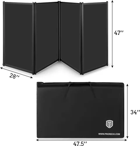 Vista 2 de PRORECK DJ Fachada Plegable Portátil Cabina de Eventos Paneles 4 Proyector de Marco de Metal Desmontable Panel de Escrim con Bolsa de Transporte