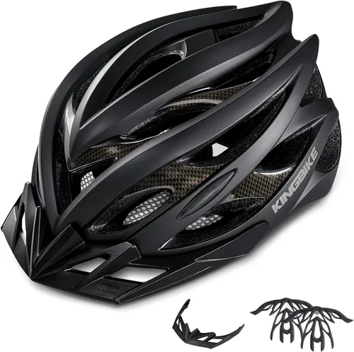 Vista 15 de KINGBIKE - Casco de bicicleta para adultos, hombres, mujeres y jóvenes, para ciclismo en carretera y montaña, con luz recargable por USB