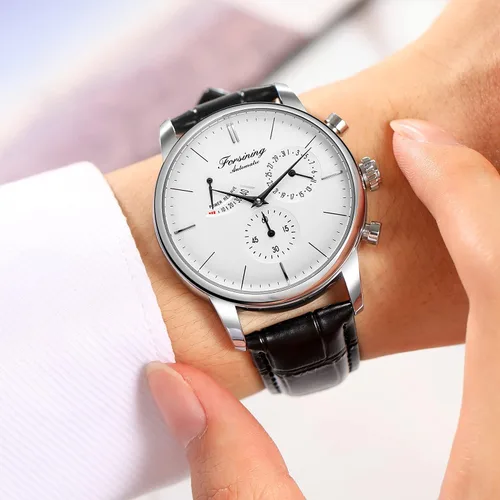 Vista 3 de FORSINING Men's Automatic Watch Power Reserve Date Display Fashion Mechanical Wristwatch