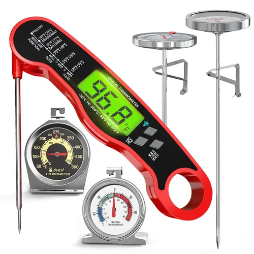 Vista 13 de AWLKIM Termómetro Digital de Carne para Cocinar - Termómetro de Cocina Impermeable IP67 con Retroiluminación y Función de Retención, Termómetro