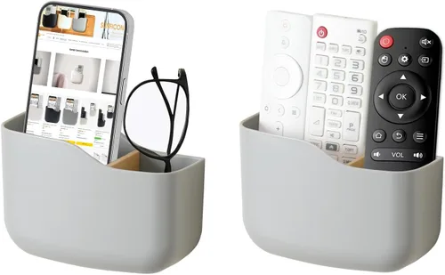 Vista 11 de SUNFICON Soporte remoto de montaje en pared, ventilador de TV, soporte de control remoto, organizador de pared, soporte de teléfono para oficina