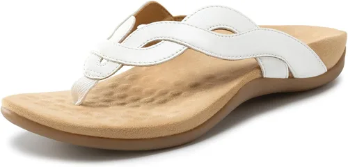 Vista 8 de Rihero Sandalias ortopédicas con soporte para el arco para mujer, sandalias planas y cómodas