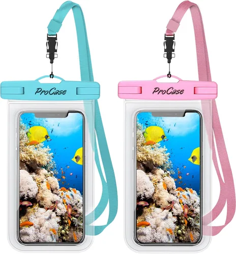 Vista 8 de ProCase Paquete de 2 fundas impermeables para teléfono, bolsa seca universal subacuática de 7 pulgadas para iPhone 17 Air 16 15 14 13 Pro Plus Max