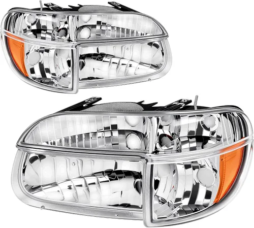 Vista 9 de Conjunto de repuesto de faros delanteros para Ford Explorer. Reflectores ámbar, carcasa cromada Compatible con Ford Explorer Sport Trac 2007-2010