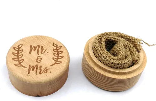 Vista 2 de Personalizado Grabado Rústico Boda Caja de Madera Joyería Baratija Almacenamiento Co