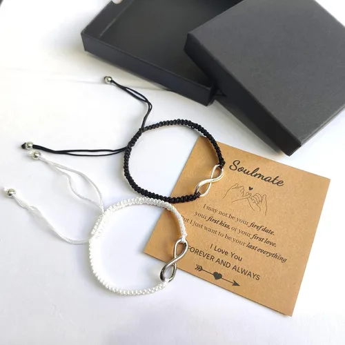Vista 82 de 2 pulseras magnéticas para parejas, piedra natural negra mate, cristal para votos de amor eterno, juego de pulseras de cuentas de piedra de energía