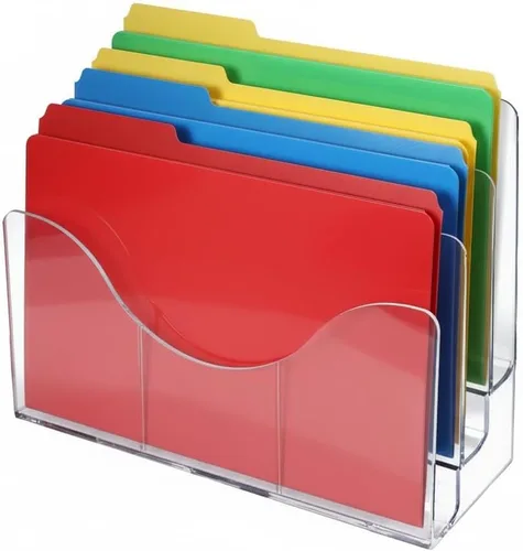 Vista 9 de Azar Displays 250099-3PK Soporte organizador de pared de escritorio de tres niveles para archivos y folletos con divisores, soporte de exhibición