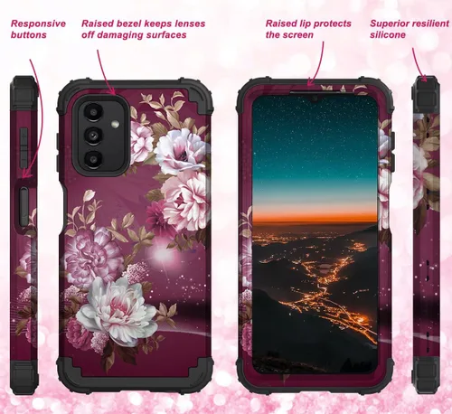 Vista 6 de Hocase Funda para Galaxy A13 5G, resistente a los golpes, protección de goma de silicona suave, funda protectora híbrida de plástico duro