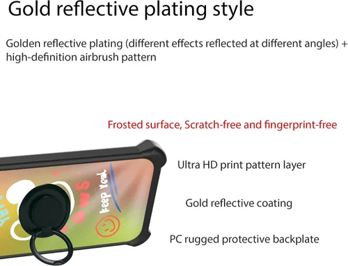 Vista 3 de jioeuinly Kalley Silver C Case Compatible with Kalley Silver C Phone Case Cover [with Tempered Glass Screen Protector][Ring Support][Golden Reflect
