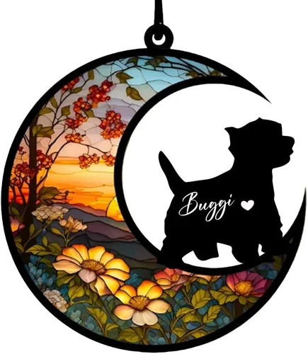Vista 16 de Atrapasoles conmemorativos personalizados para perros Akita, nombre de perro personalizado, adorno de pérdida de perro, regalo para amantes