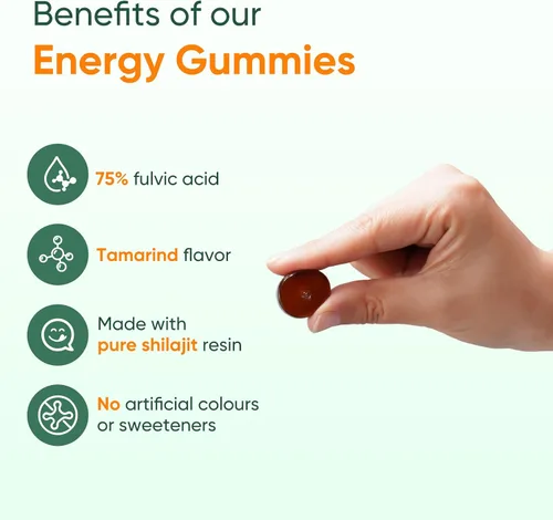 Vista 3 de Gomitas shilajit del Himalaya con ashwagandha, sin azúcar añadida, orgánicas, 75% más de ácido fúlvico y más de 85 minerales traza, para hombres