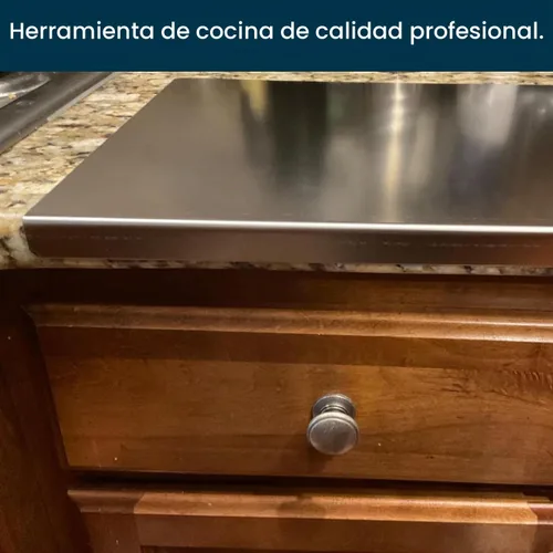 Vista 8 de Tabla de cortar de acero inoxidable para cocina, grado alimenticio 304, adecuada para carne, frutas, verduras y pan, tablas de cortar de gran