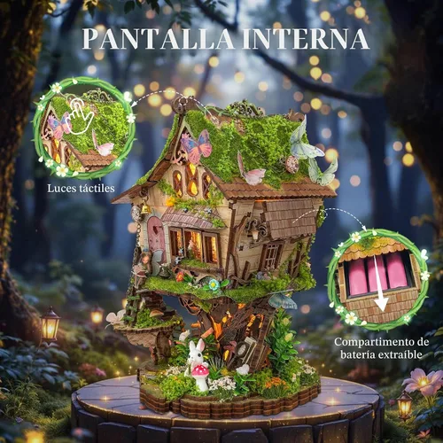 Vista 2 de Rompecabezas de madera 3D, diseño de bosque encantado, kit de miniatura para adultos y adolescentes, ideal para regalar y decorar casa de muñecas