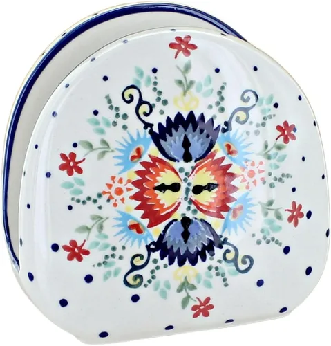 Vista 10 de Blue Rose Polish Pottery - Servilletero de Puntos Pequeños Azules - 5" x 5" - Servilleteros de Cerámica, Accesorios Decorativos para Mesa de Comedor