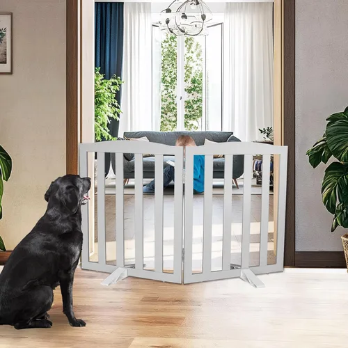 Vista 12 de Puerta Independiente para Perros para Interiores, Puerta para Perros Plegable, Puertas para Mascotas para Entradas, Escaleras o Pasillos, Puerta