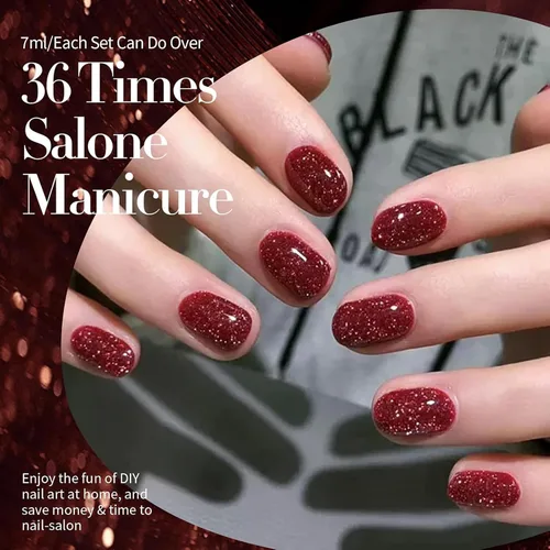 Vista 3 de Born Pretty - Esmalte de uñas en gel con purpurina reflectante roja, esmalte de uñas en gel con purpurina de Navidad, esmalte de uñas brillante