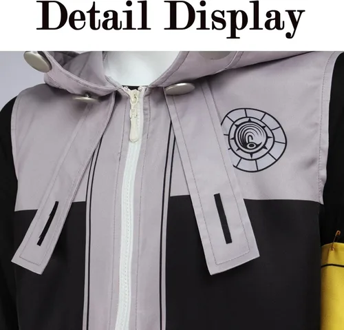 Vista 5 de Gachiakuta Rudo - Disfraz completo de cosplay con accesorios, uniforme gris con capucha para Halloween