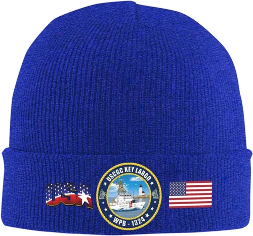 Vista 11 de Uscgc-Key-Largo-Wpb-1324 Beanie Cap Skull Caps Striped Knitted Pullover Hat Winter Warm Hat