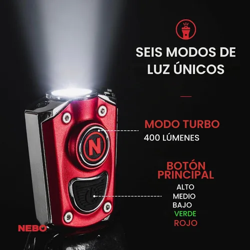 Vista 4 de Llavero con luz LED recargable NEBO Mycro Llavero linterna cuenta con 6 modos de luz