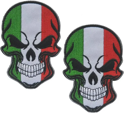 Vista 12 de AliPlus - 2 parches de calavera con bandera estadounidense de EE. UU., gancho y bucle
