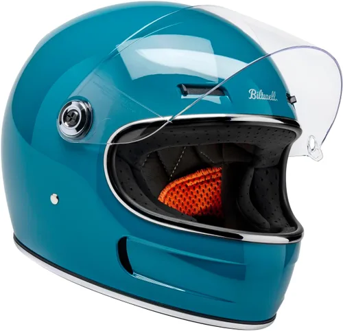 Vista 4 de Biltwell Gringo SV - Casco de motocicleta brillante Atlantic Teal ECE R22.06 DOT