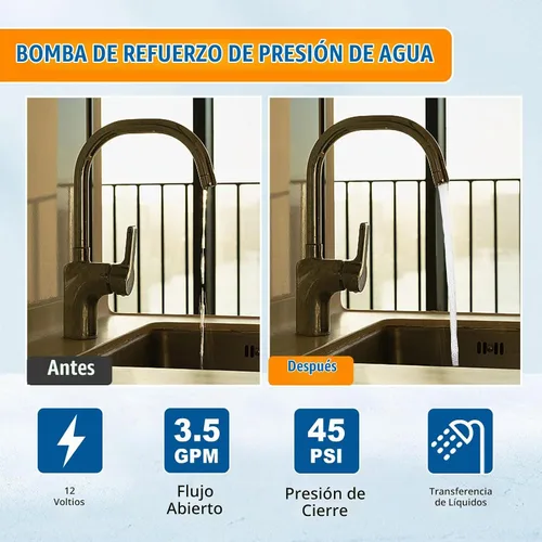 Vista 3 de YOUNGTREE Bomba de presión de agua dulce RV de 12 V, 3.5 GPM, 45 PSI, bajo demanda, bomba de diafragma de agua de 12 voltios con interruptor