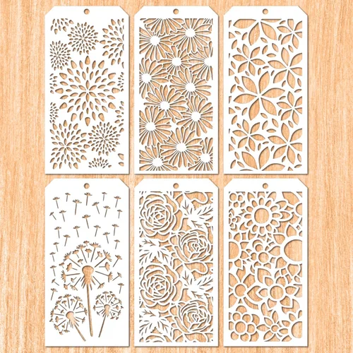 Vista 10 de 6 piezas de plantillas decorativas para álbumes de recortes, pintura en pared, muebles, manualidades, adecuada para decoración del hogar (círculo)