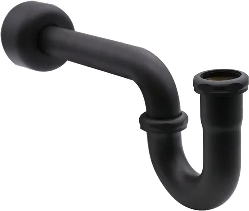 Vista 2 de Westbrass A400-1-62 1-1/2" OD 17 calibre P-Trap con brida de caja alta, negro mate