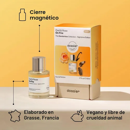 Vista 4 de Dossier Original Eau de Parfum - Oud & Rose on Fire - Unisex - Perfume de larga duración de 50 ML elaborado en Francia