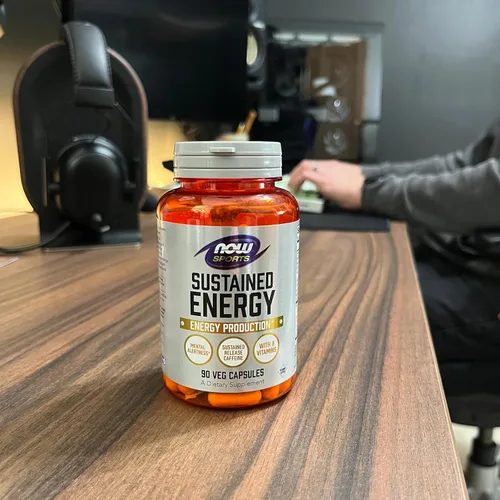 Vista 5 de Now Foods Deportes, Producción de Energía Sostenida de Energía* Alerta Mental* Cafeína de Liberación Sostenida con Vitaminas B 90 Cápsulas Vegetales