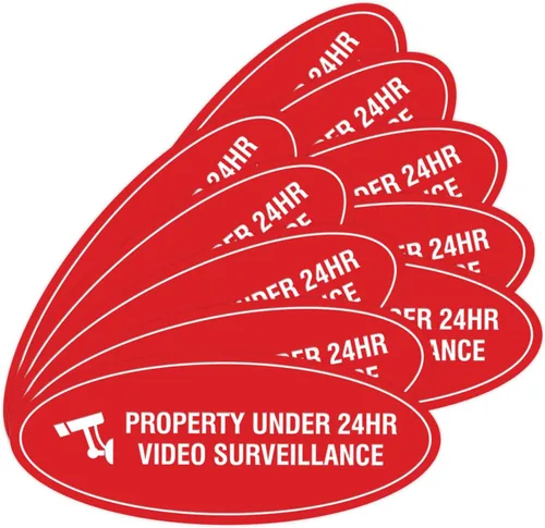 Vista 36 de Cartel de vigilancia oval PROPERTY UNDER 24HR - Negro - Pequeño (1 paquete)