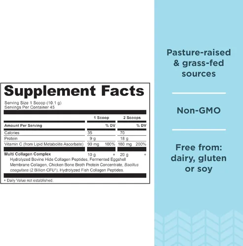 Vista 3 de Ancient Nutrition Polvo orgánico SuperGreens, 25 porciones + polvo de proteína de colágeno múltiple, sin sabor, 45 porciones