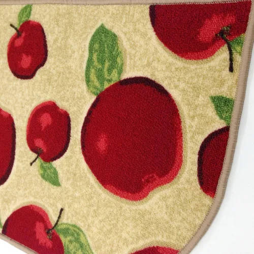 Vista 4 de Juego de 2 alfombras y tapetes de cocina lavables a máquina, diseño de manzana roja, antideslizante, absorbente, alfombra de cocina