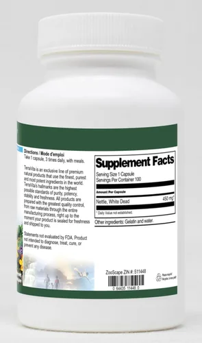 Vista 2 de Terravita Hoja de Ortiga Blanca Muerta - 450 mg (100 Cápsulas, ZIN: 511448)