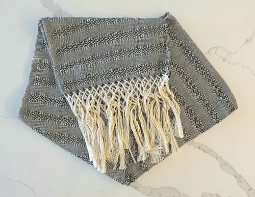 Vista 3 de ALKIMIA INC Chal Rebozo de algodón hecho a mano mexicano Negro