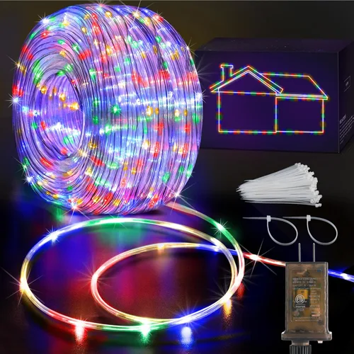 Vista 10 de KNONEW - Guirnalda de luces de 164 pies con 1000 luces LED para exteriores, luces de cuerda impermeables para exteriores con 8 modos, tubo