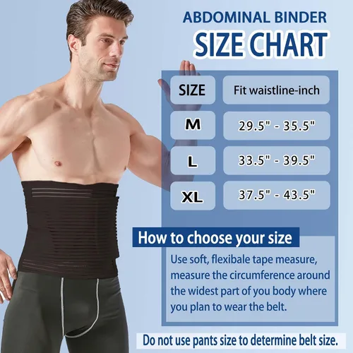 Vista 6 de Reian Faja Abdominal para Postcirugía y Recuperación Posparto, Cinturón de Soporte para Hernia Abdominal para Mujeres y Hombres (Negro, Mediano)
