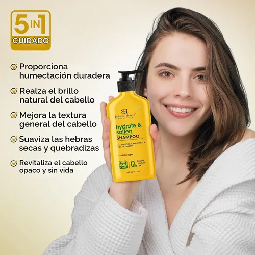 Vista 6 de Botanic Hearth Champú de Aloe Vera Infundido con Bergamota y Proteína Vegana Champú Clarificante para Hidratar, Suavizar y Fortalecer el Cabello