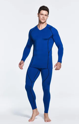 Vista 6 de TSLA - Camiseas térmicas de compresión de manga larga con cuello en V para hombre, ideales para usar como capa base para hacer ejercicio, correr